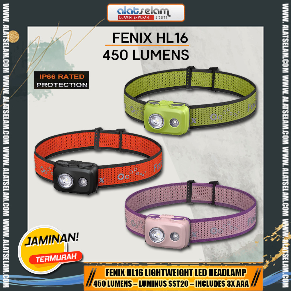 Fenix HL16 Lightweight LED Headlamp - 450 Lumens / Senter Kepala / Senter Hiking Camping / Senter Ou