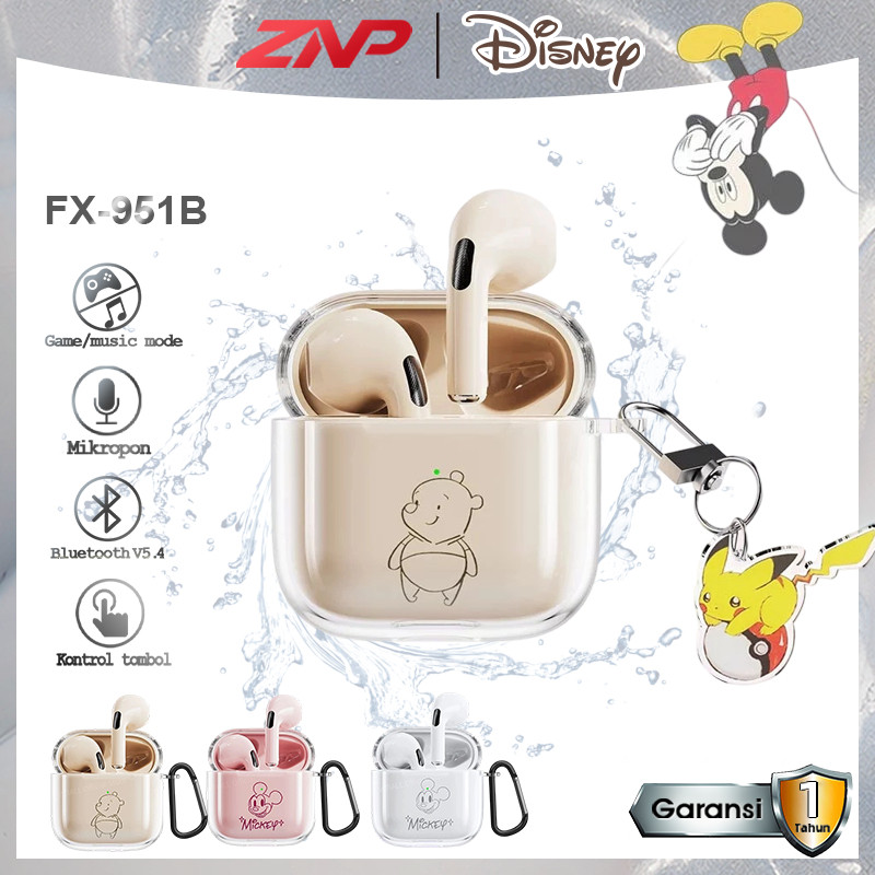 [STORE MASTER 3] ZNP X Disney Pro4 (FX-951B) Earphone Nirkabel Bluetooth 5.3 Lucu TWS Headset HIFI M