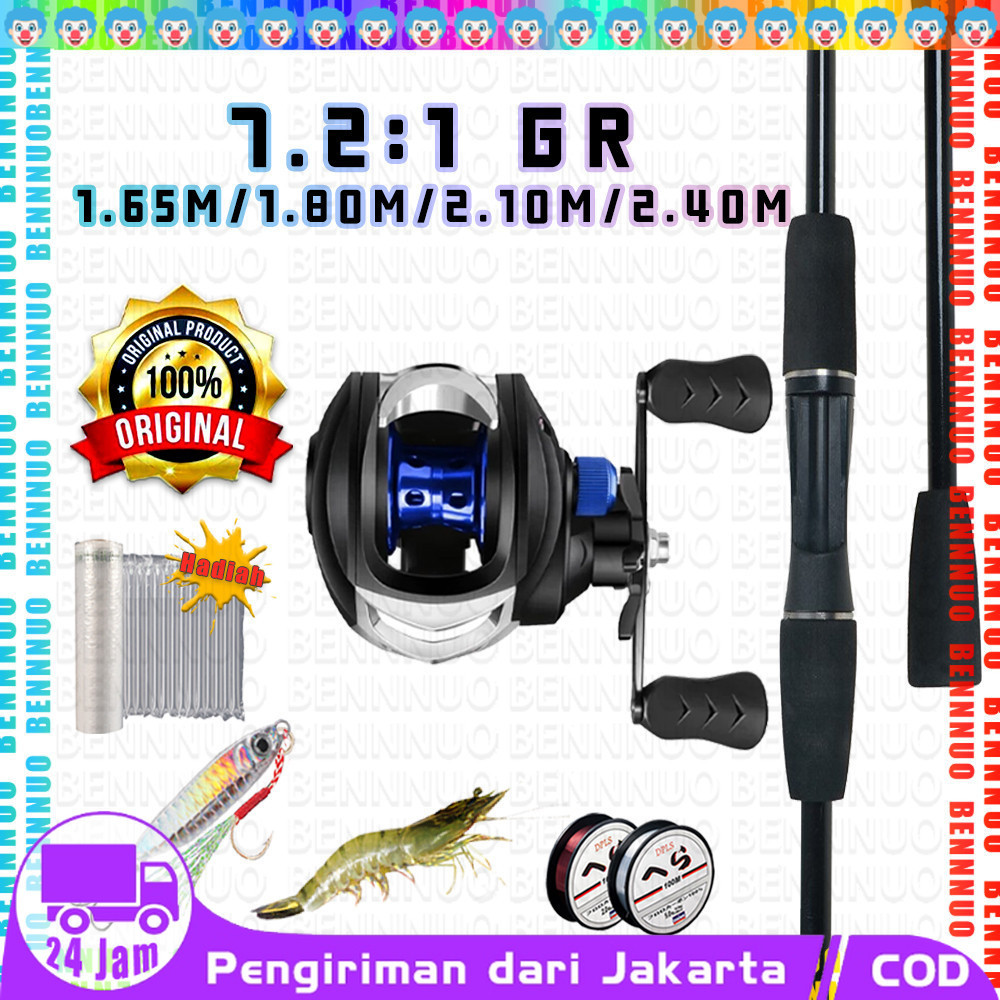 Alat Memancing Lengkap 5 SET  Biru AK200 BC Joran Pancing Set Paket Murah Peralatan Memancing Ringan