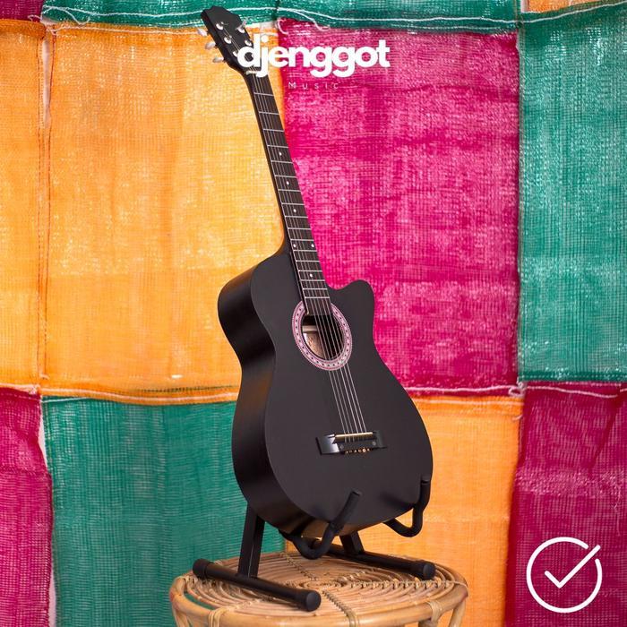 [Paket Lengkap] Gitar Akustik Hitam Mandalika S-01 Murah Fullset - GITAR SAJA