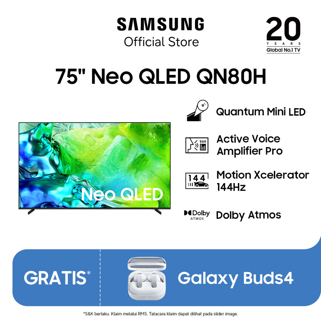 Samsung 75" Neo QLED QN80H Samsung Vision AI Smart TV