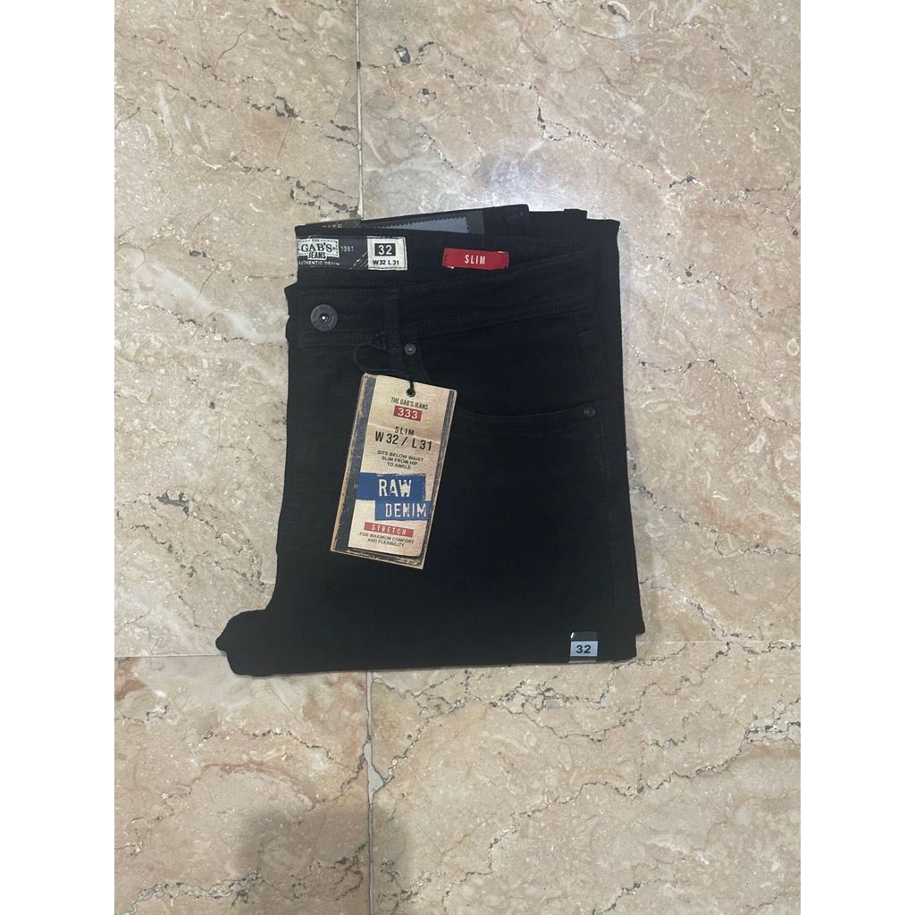 Celana Jeans Pria GABRIELLE SLIM FIT STRETCH Kasual - Hitam - 12614579067