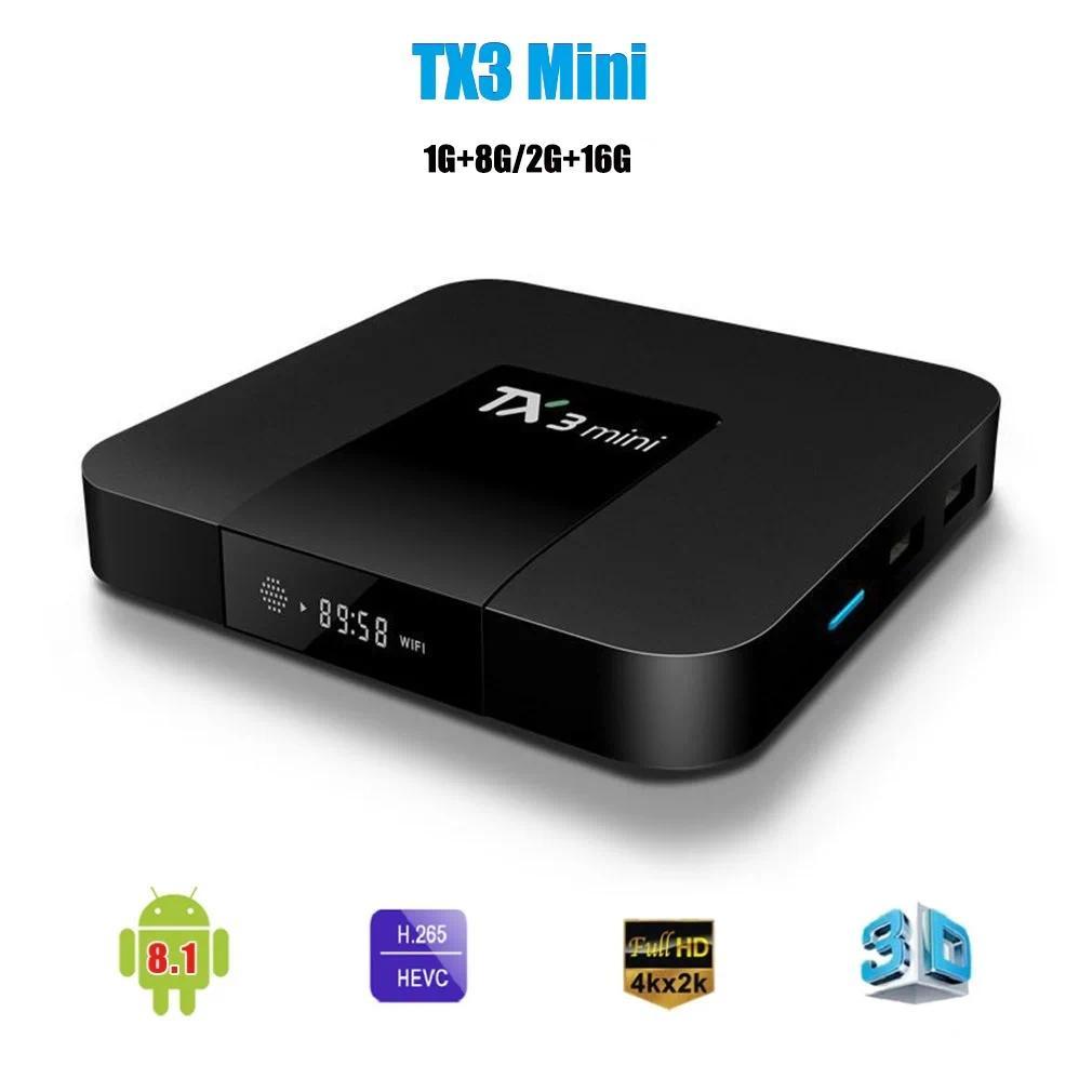 Android 8.1 TX3 Mini Smart TV BOX Amlogic RK3228A Quad-Core 2GB 16GB 2.4G WiFi 1080p 4K For Google S