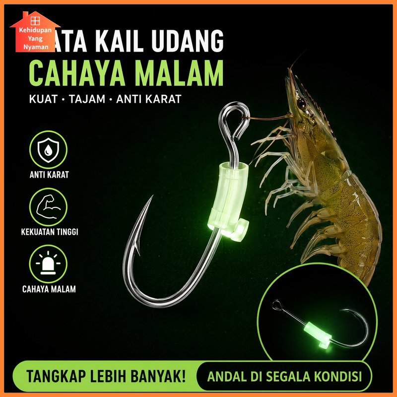 mata kail udang hidup bercahaya baja alloy tahan karat pancing laut sungai danau umpan