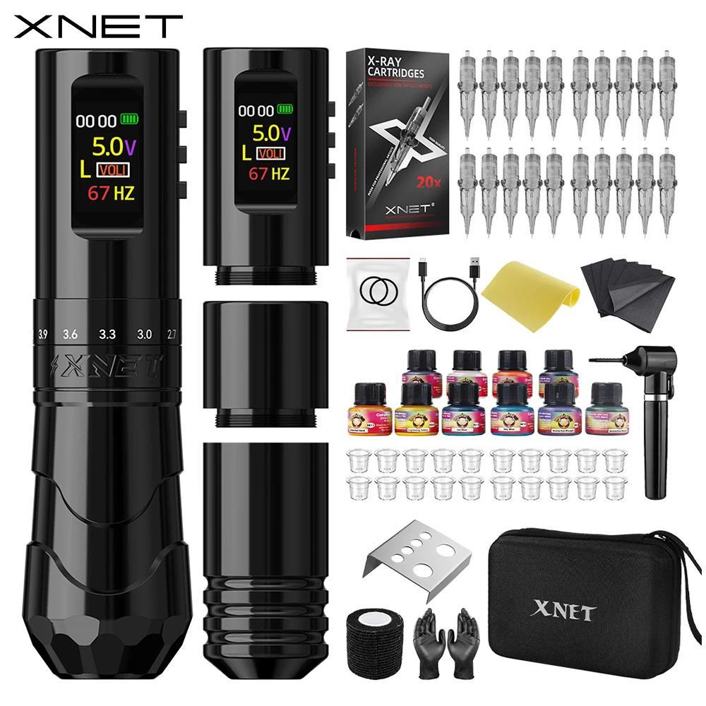 XNET Void Wireless Tattoo Machine Pen Kit With Ink Shaker 7 Adjustable Stroke OLED splay Tattoo supp