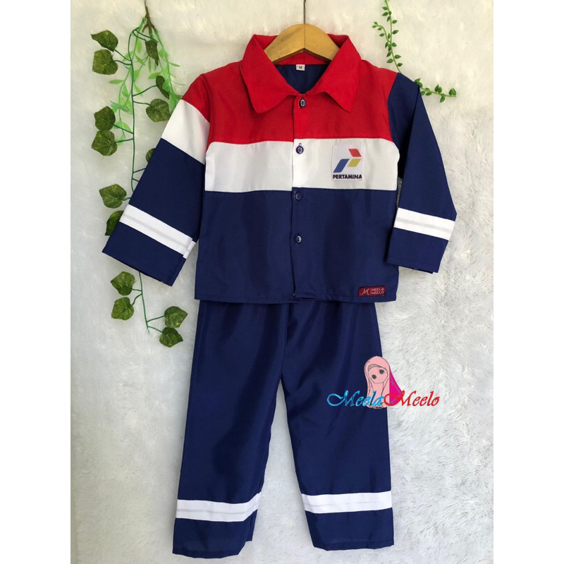 Kostum Baju Pertamina Anak Laki Laki Perempuan Property | Grosir foto Bayi Usia Newborn-10 Tahun
