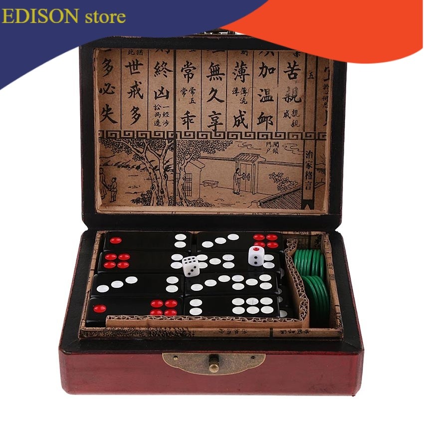 EDISON Chinese Pai Gow Paigow Tiles Set Casino Domino Games for Gambling Lovers Toy