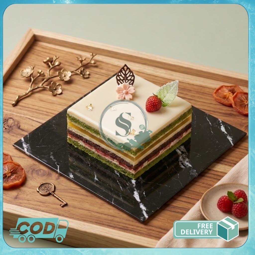 COD HC Tatakan Kue Tart/Alas Kue/Cake Board/Hardcover Marble Black/Tatakan Kue Marble Hitam