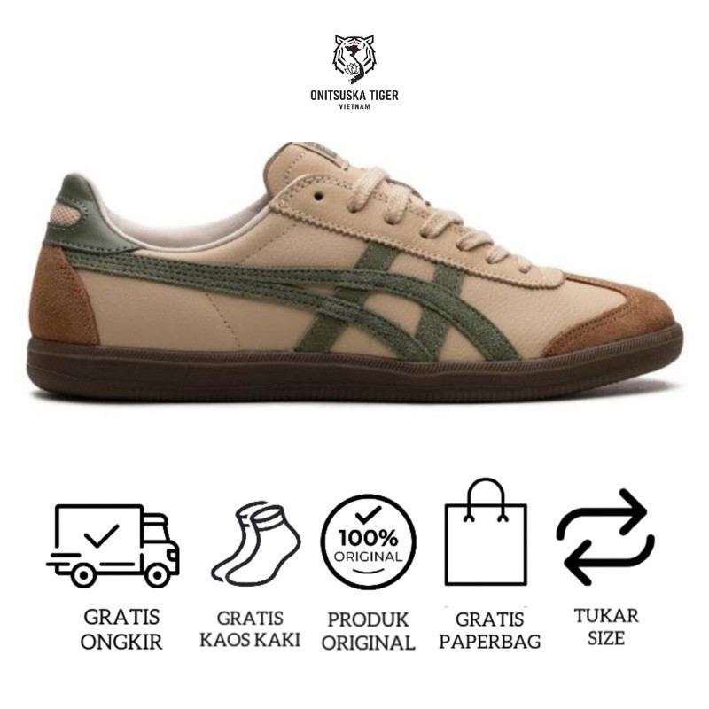 Sepatu Onitsuka Tiger Tokuten Beige Green Free Paperbag