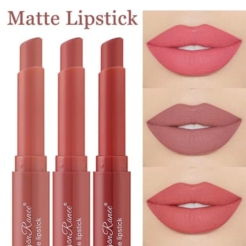Lipstik Gaya Eropa Matte Velvet Warna Kental Retro (Merah Gelap/Biru Tua) Pigmen 1 Sapuan Tidak Tamp