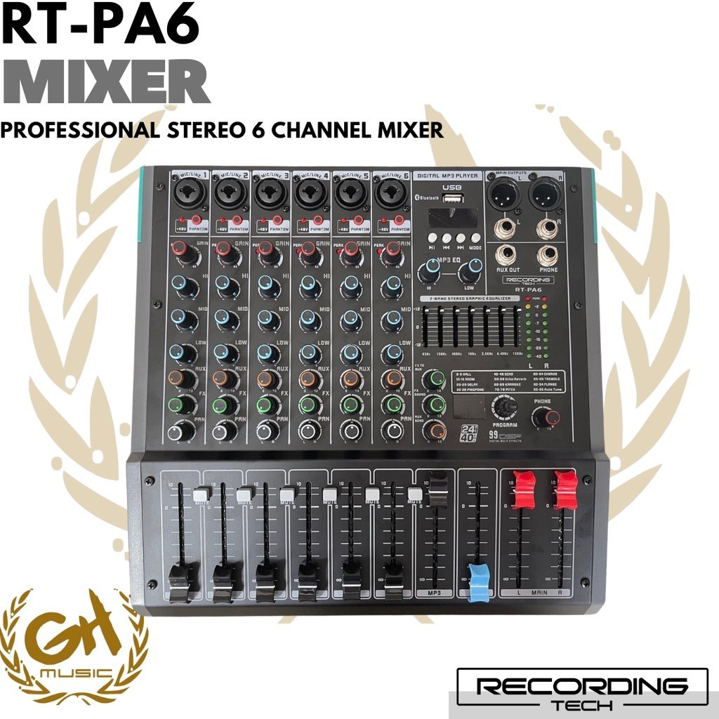 Recording Tech RT-PA6 Professional Stereo Mixer | RT PA 6 - RT PA6