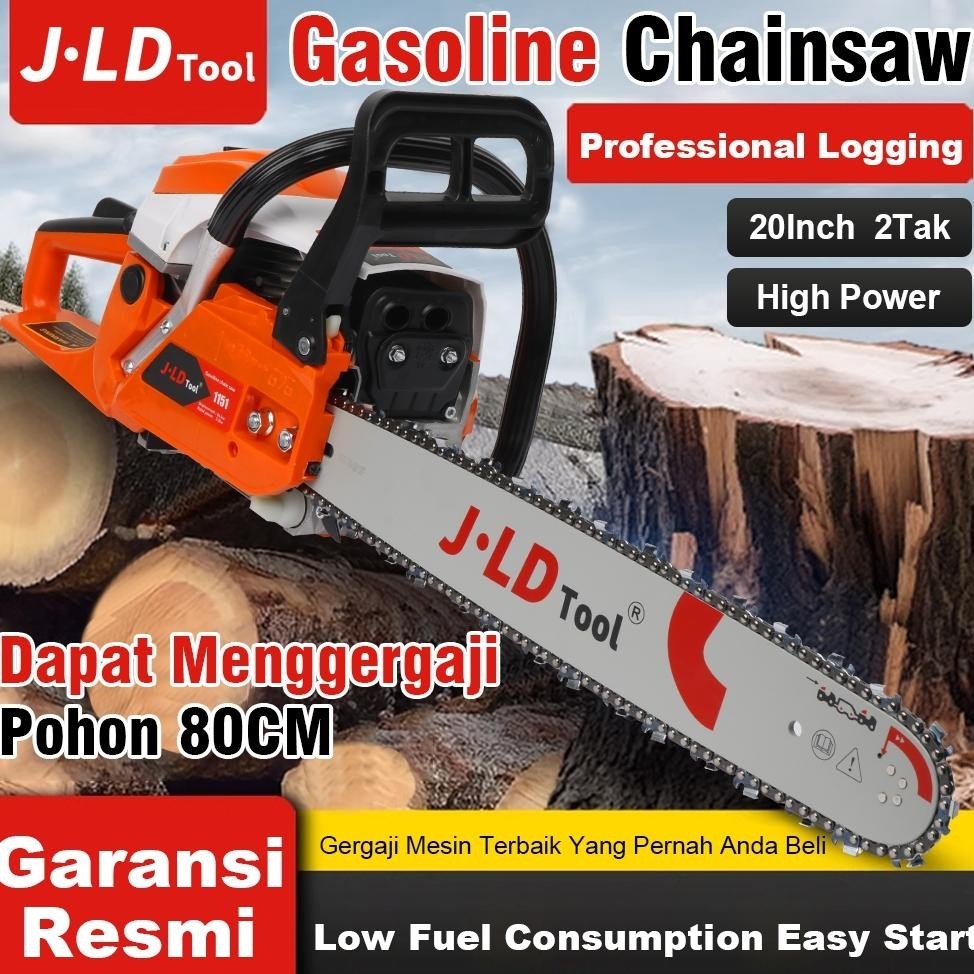 JLD 2TAK Chainsaw Senso Berkualitas 54.6CC Mesinsinso 3HP Mesin Gergaji Rantai Bensin 20 inci Mesinc