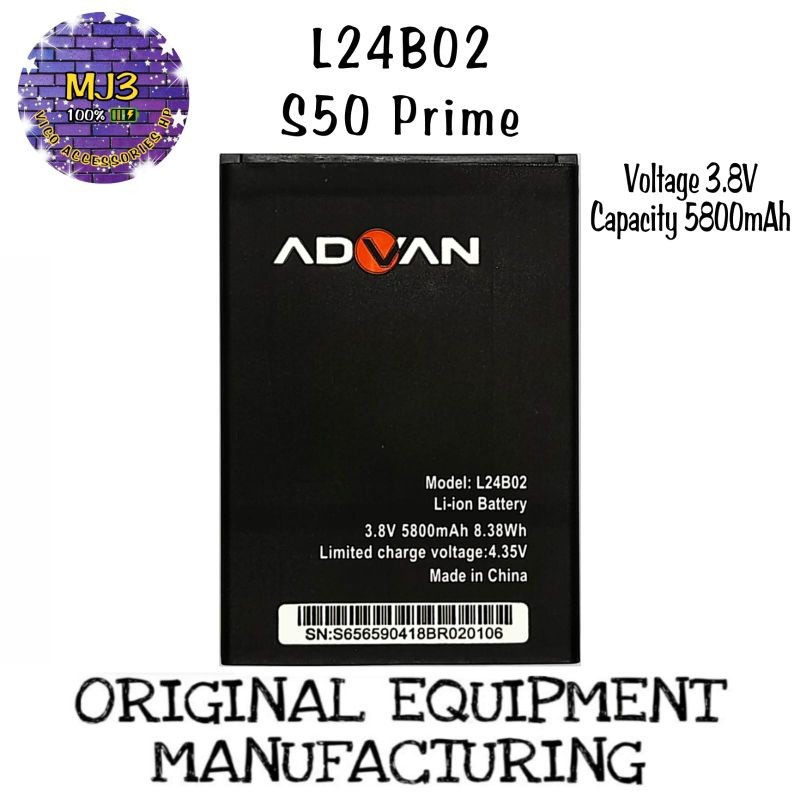 Baterai Advan ORIIJINAL L24B02 / S50 PRIME / L24U02 / L24T02 battery batre bat
