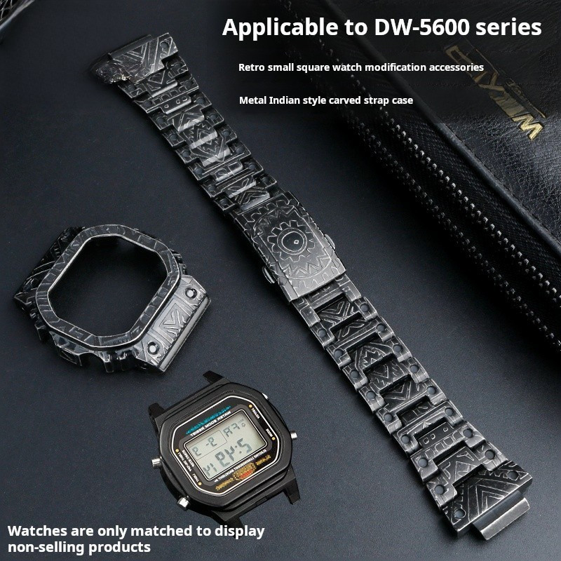 Retrofit to do carved case strap men watband For Casio G-SHOCK DW5600 Stainless steel Bezel Quick re
