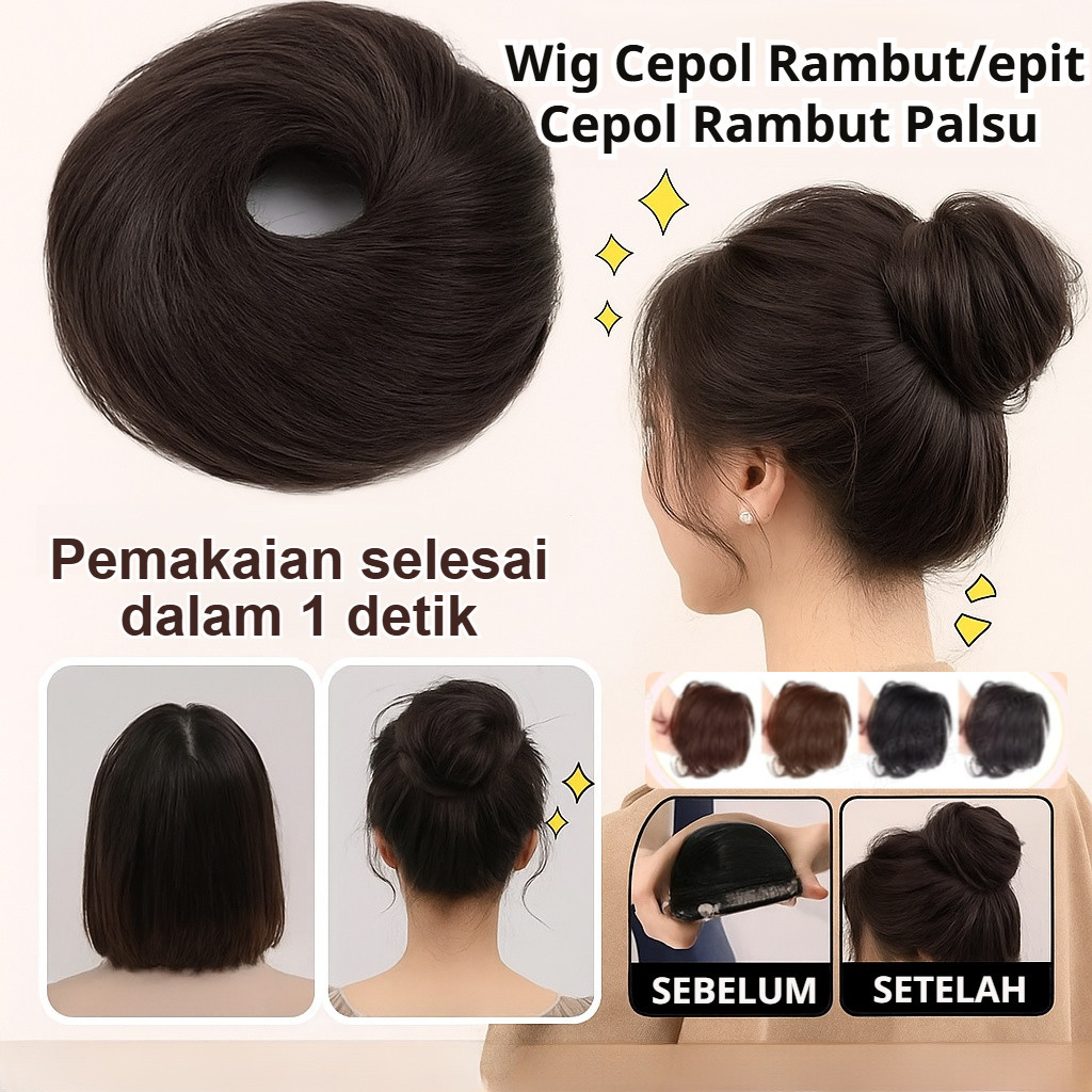 [Aksesoris Rambut Wanita/Wig Cepol Rambut Palsu] Sanggul Instan Cepol/Wig Donat Rambut Bervolume/Jep