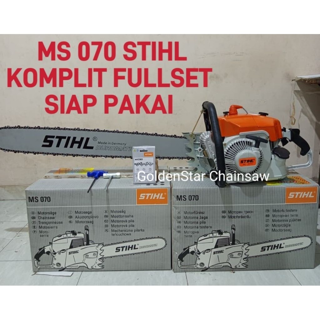 PROMO Mesin Chainsaw Stihl MS 070 Berikut Bar 36" dan Rantai Potong 36/52T Komplit Siap Pakai.Gergaj