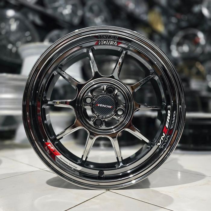 velg mobil ring 16 VENOM JF LUXURY BLACK CROME velg mobil racing R16 velg mobil brio jazz city freed