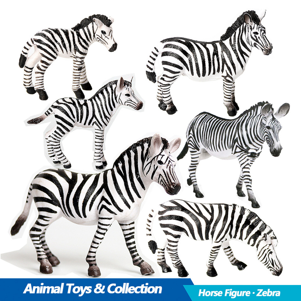 Zebra Wildebeest Gnu Plastic Horse Models Wildlife Animal Figurines Action Figure toy Kids Gifts Edu