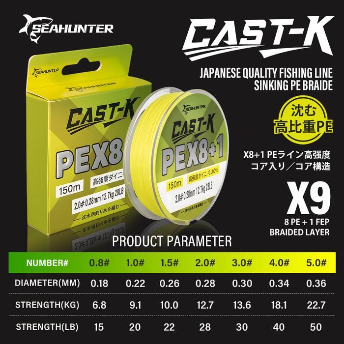 [OFFICIAL] SeaHunter Cast-King PE X9 Senar Pancing (150M 6.8KG-22.7KG) Braided Fishing Lines 8 Untai