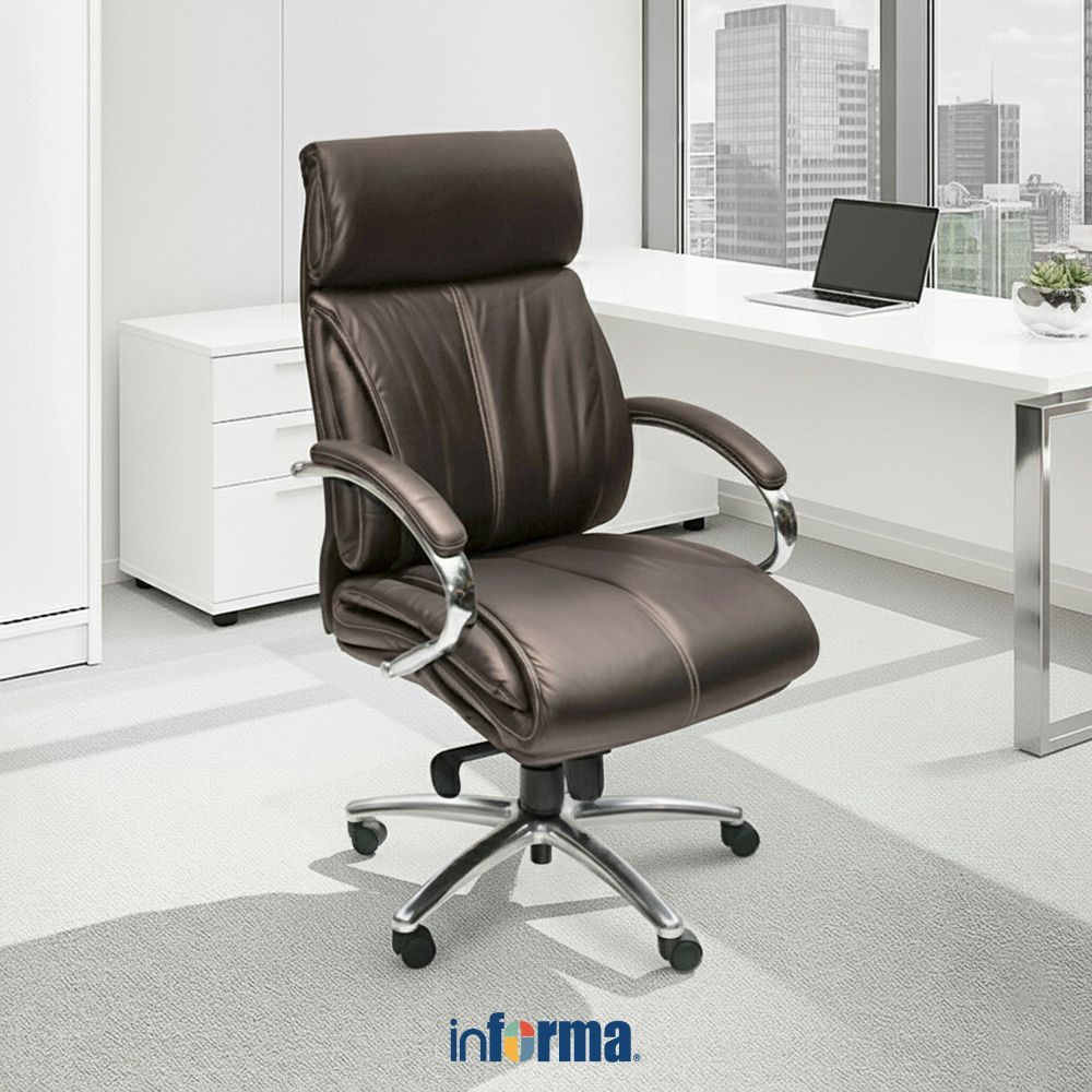 Informa Ulysses Kursi Kantor Sandaran Tinggi - Cokelat Tua Tempat Kerja Dengan Roda Office Chair Kur
