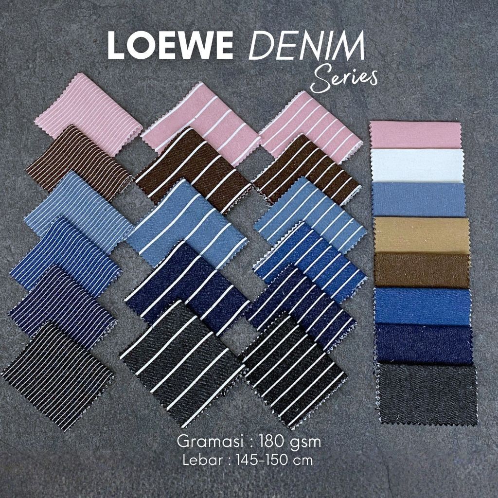 AST - Bahan Kain Loewe Denim Stripe Series | Motif Salur Soft & Tidak menerawang | Gramasi 180GSM