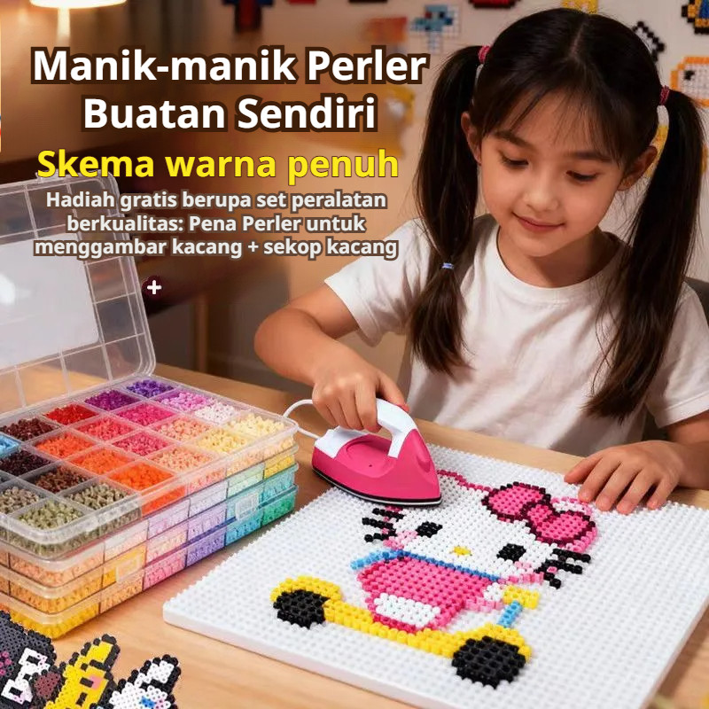 Manik-manik Perler | Termasuk setrika/perangkat alat DIY manik-manik Perler lengkap | Kit bahan mani