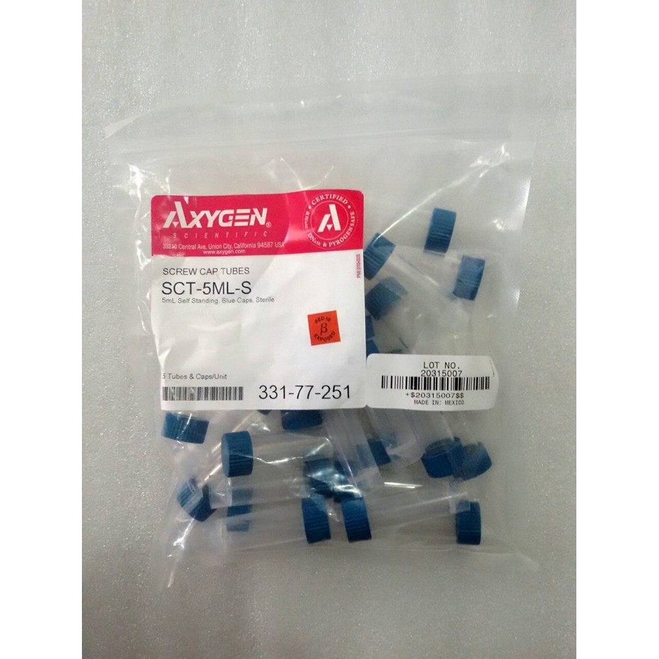 Axygen, Transport Tube 5 ml, 25pcs/pack | AXYGEN