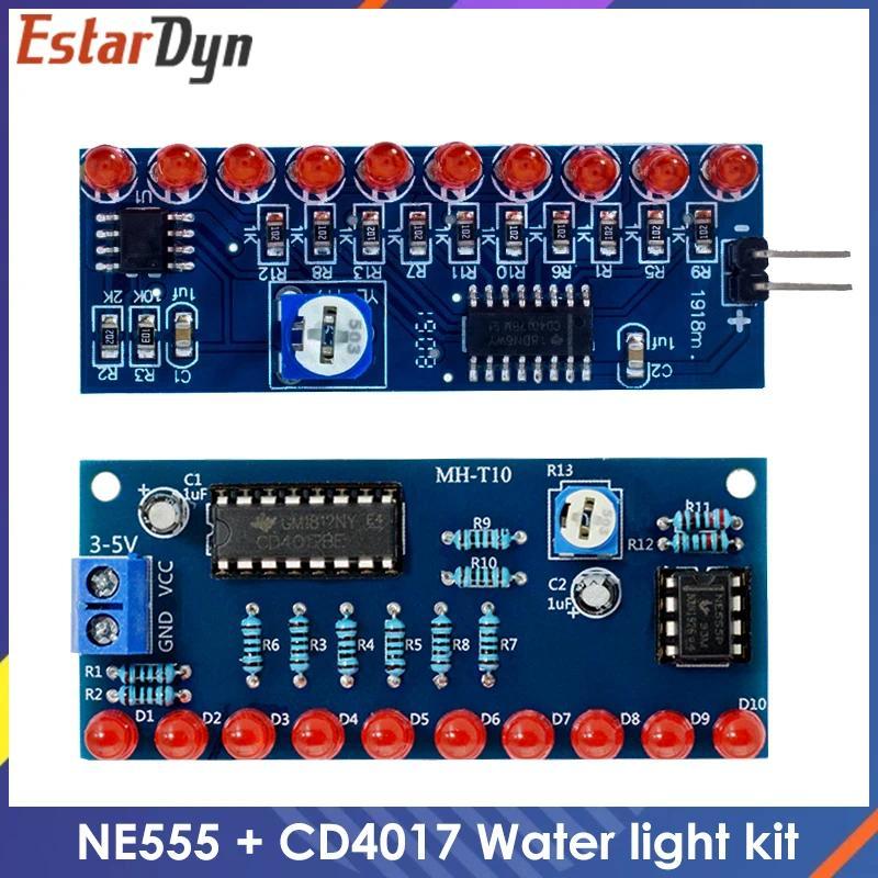 Kit Elektronik Pintar NE555+CD4017 Modul LED Lampu Aliran Air DIY Kit Belajar prinsip-prinsip elektr