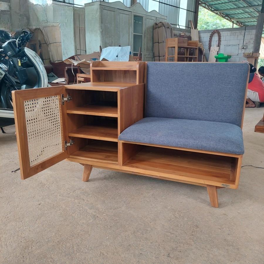 Bench Sofa Rak Sepatu | Bangku Sofa Rak Sepatu | Lemari Rak Sepatu Kayu