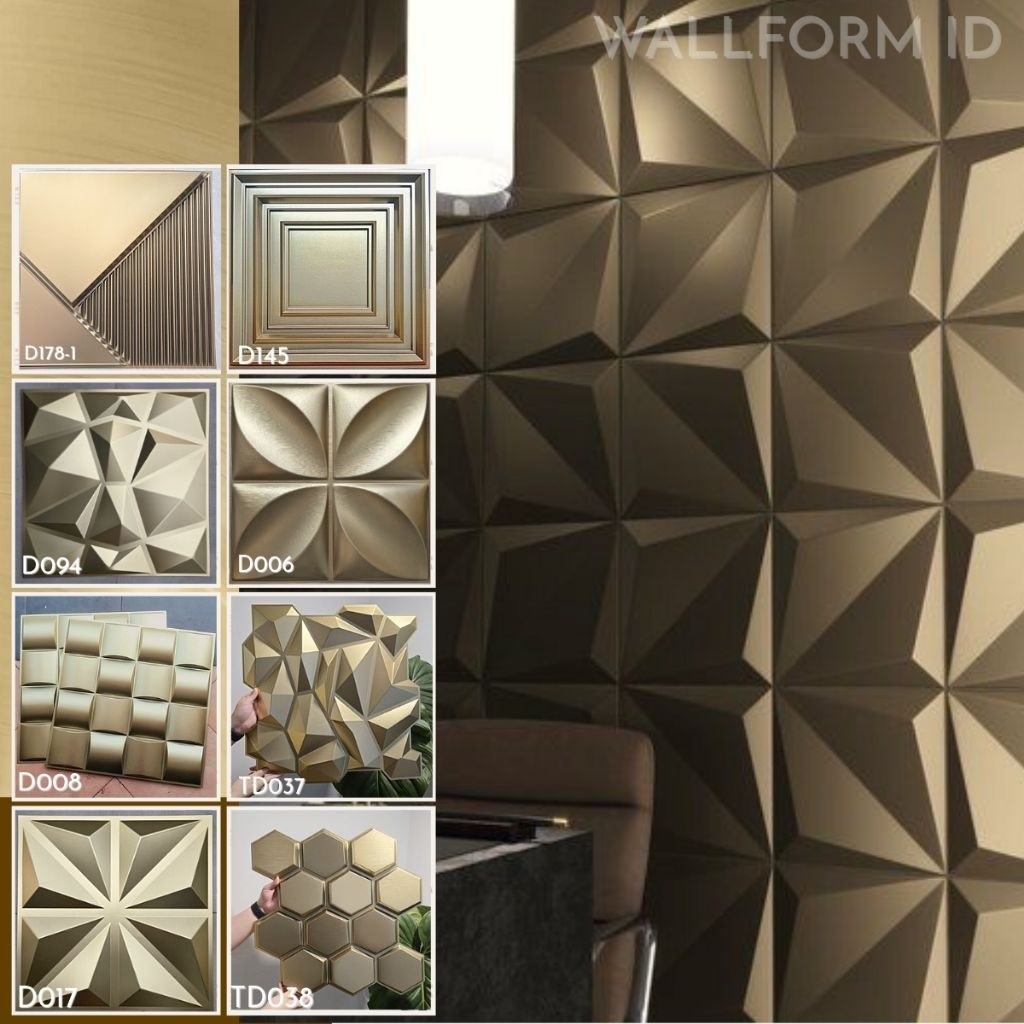 WALLFORM - Gold dan Rustic 50cm, 3D Wall Panel Wallpanel PVC