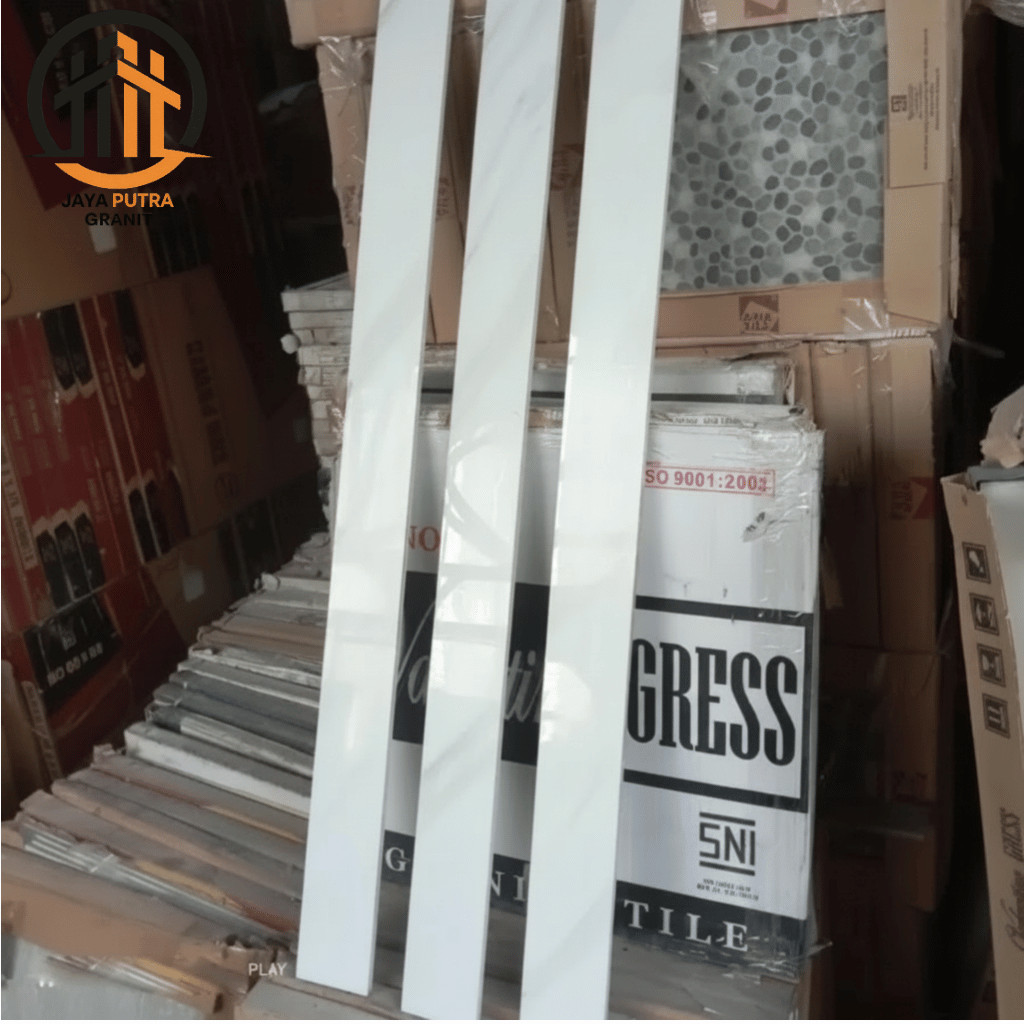 List Granit 10x80 Marmer Carrara Putih Mewah Plint Keramik Lantai Dinding Granite Tile Rapi Murah