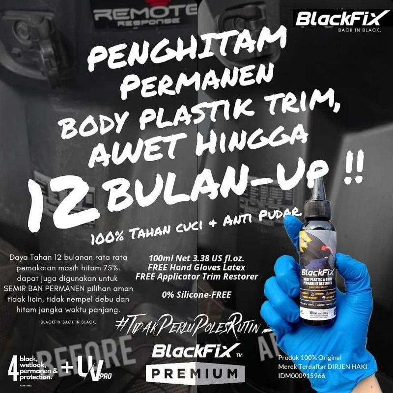 Prima|| BLACKFIX Penghitam body motor pudar dan Semir Ban Permanen Black Fix