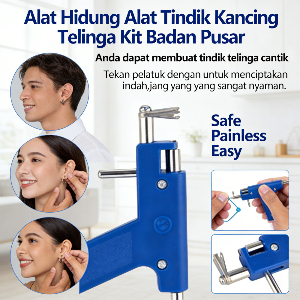 Tembak Tindik Telinga Untuk Hidung Pusar Berlaku Alat Tindik Set Telinga 100Pcs+Anting