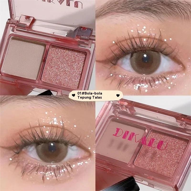 Palet Eye Shadow Eye Shadow Dua Warna Eye Shadow Glitter Eye Shadow Mengkilap Pearl Matte Eye Shadow