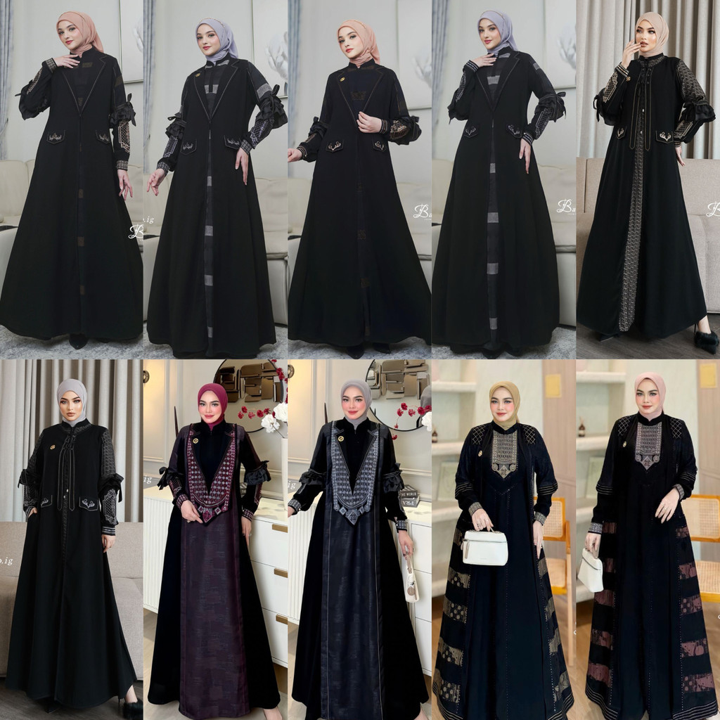 BALABO DRESS JETBLACK ABAYA SERIES BY BALABO READY SIAP KIRIM