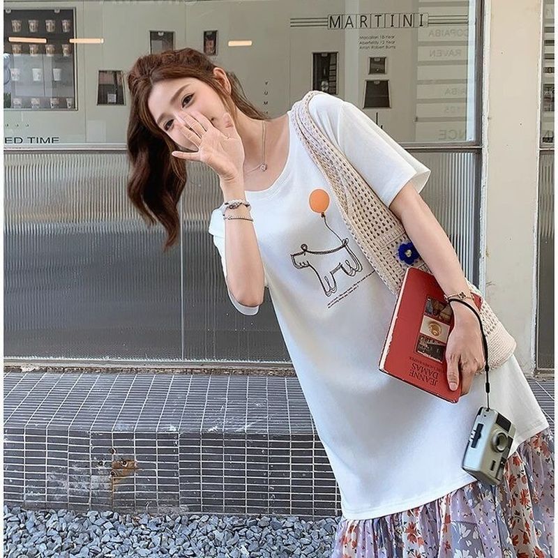 Dress Jumbo Lengan Pendek Motif Bunga Longgar