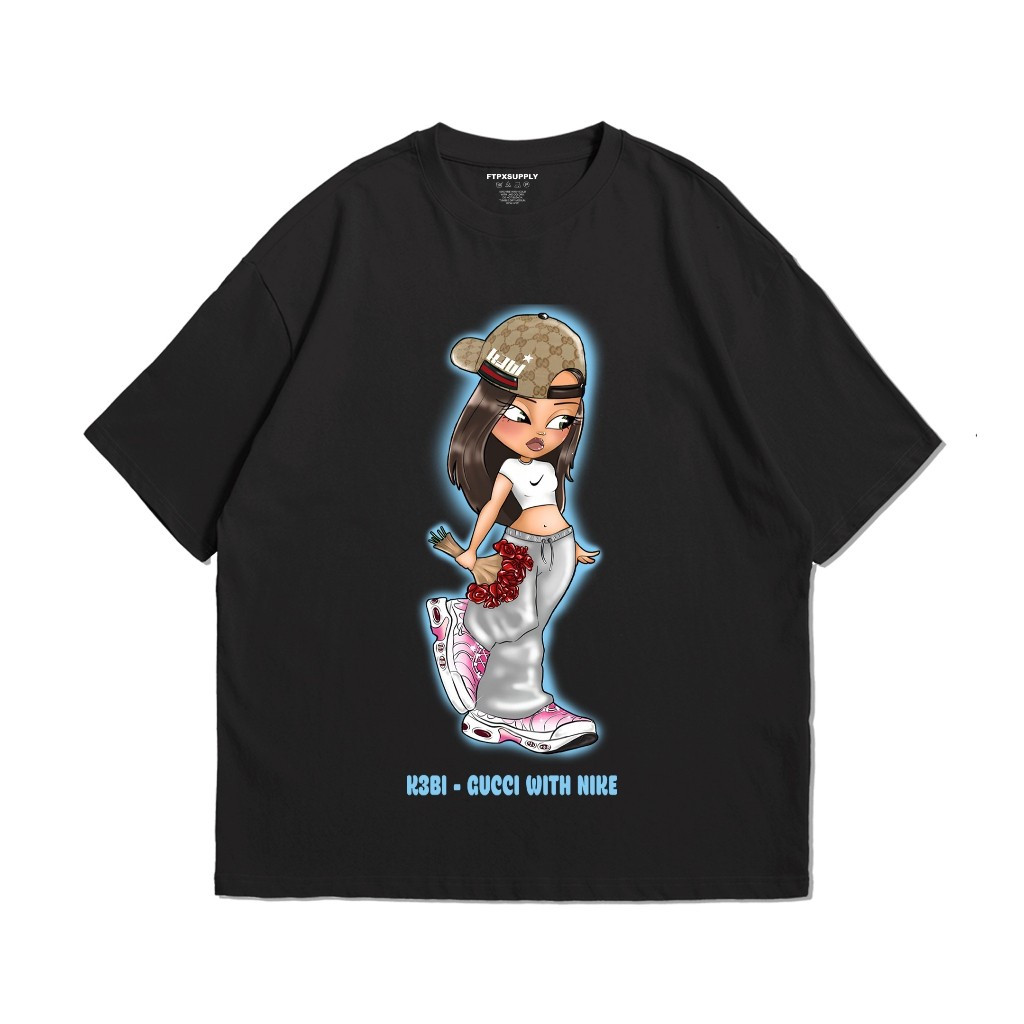 T-SHIRT K3BI - GUCCI WITH NIKE BLACK / BAHAN COTTON 20S / KAOS FTPXSUPPLY Baju Kaos Unisex
