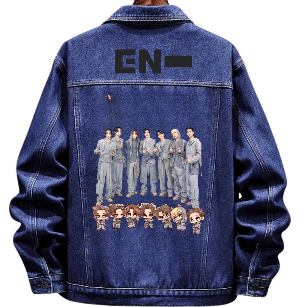 Exslusive JAKET  enhypen chibi JEANS JAKET engene BAHAN JEANS WASH TEBAL DUA WARNA jaket jeans enhyp