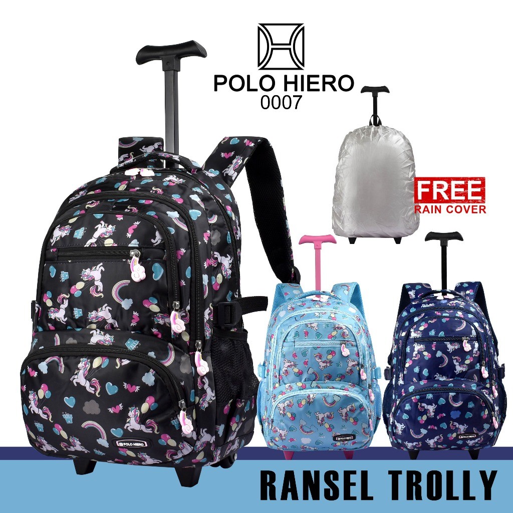 Tas Trolly Polo Hiero 0007 Tas Ransel Sekolah Tas Trolly Anak Tas Roda Backpack