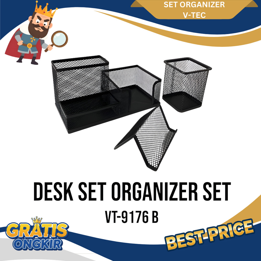 V-Tec Desk Organizer Set 3 in 1 VT-9176/B Memo Set Terdapat 3 Organizer - Set