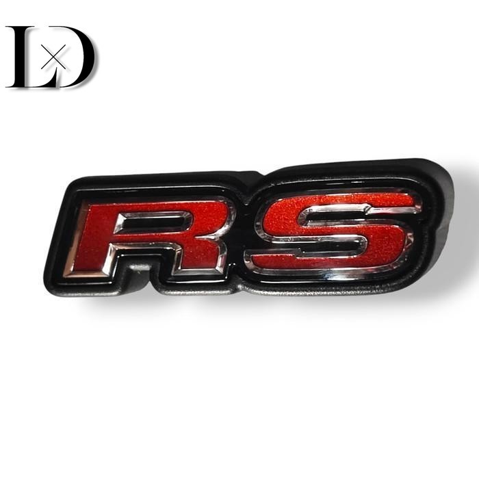 Emblem logo RS Grill depan original Brio RS lengkap bracket belakang