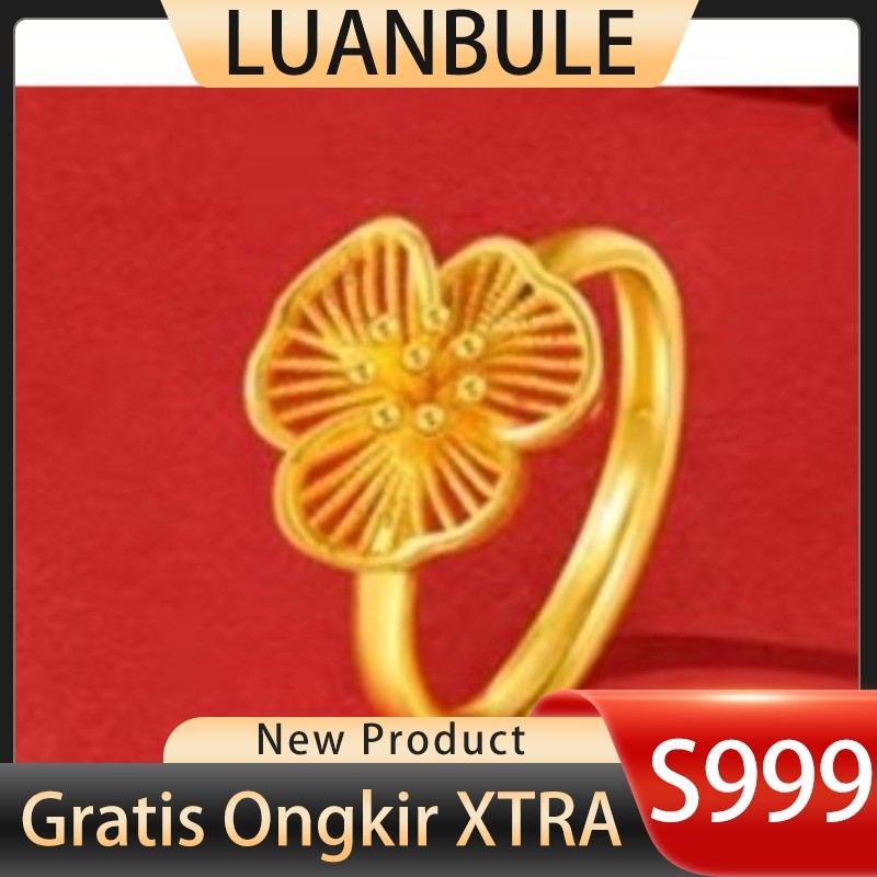 LUANBULE Cincin Emas 18K Untuk Wanita