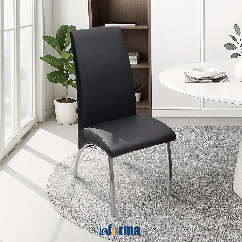 Informa Neo Hobson Kursi Makan Kulit - Hitam Dining Chair Ruang Makan Kursi Kafe Restoran Perabot Ru