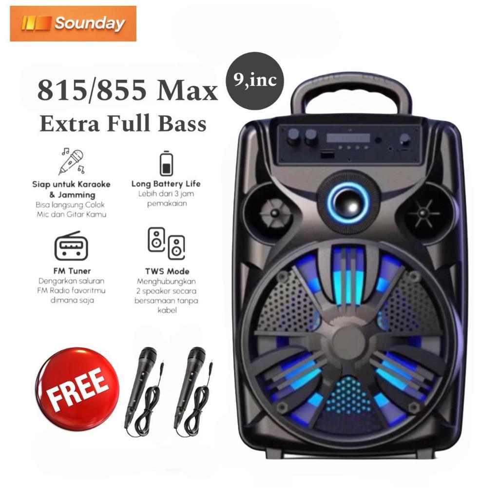 Speaker ukuran Besar SQRS-855 Gratis 2 mic/Speaker karaoke/Speaker Portable/Speaker Bluetooth/Speake