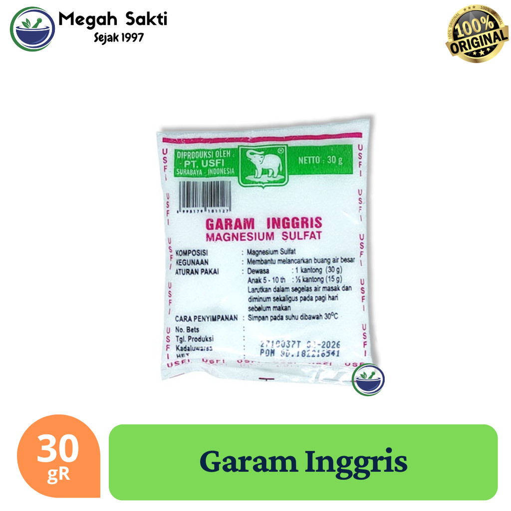 MGS - Garam Inggris cap GAJAH | Larutan Pencahar Magnesium Sulfat Epsom Salt  30 gR