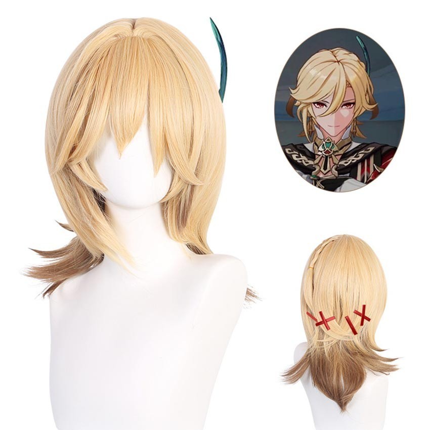 Wig Kaveh Cosplay Genshin Impact Rambut Orang Dewasa/Anak-Anak Dapat Menggunakannya