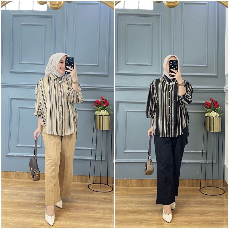 FURIBOMBA One Set Malika/Setelan Katun Rayon Kombinasi Crinkle