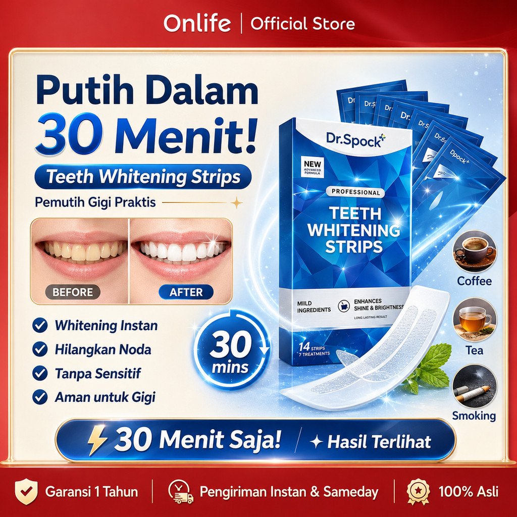 Onlife MBT01 7Pcs/1Box Teeth Whitening Strips Pemutih Gigi 30 Menit Strip Pemutih Noda Kopi Teh Roko