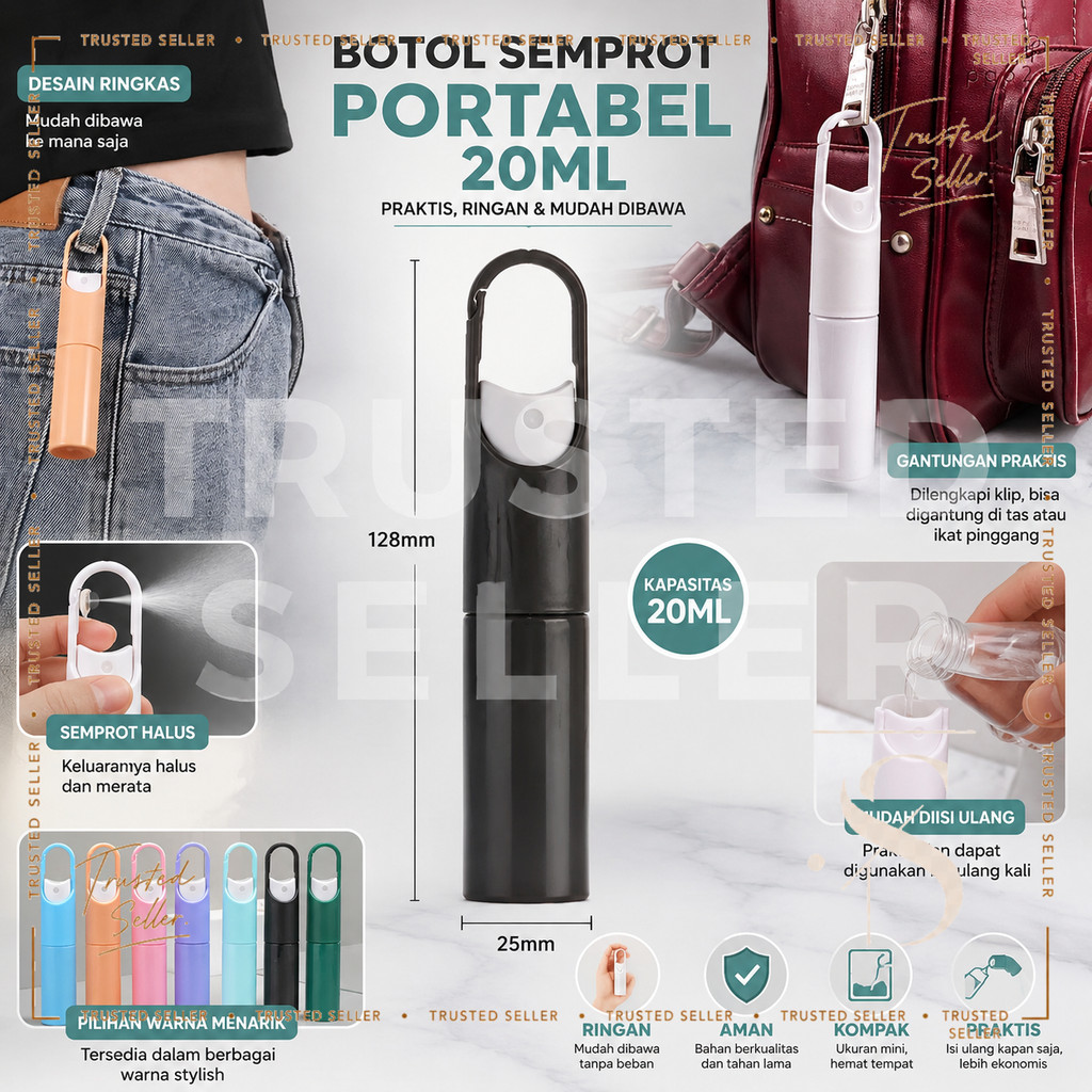E3E TSS BOTOL PARFUM 20ml DENGAN GANTUNGAN TAS & CELANA / TRAVEL REFILL PARFUME SPRAY BODY MIST HAND