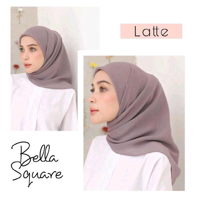Kerudung Segi Empat Bella Square Hijab Square Premium | 60 Warna | size 115x115 | WARNA LATTE | - LA